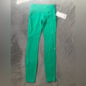 Lululemon Fast and Free High-Rise Fleece Tight 28" Kelly Green Size 6